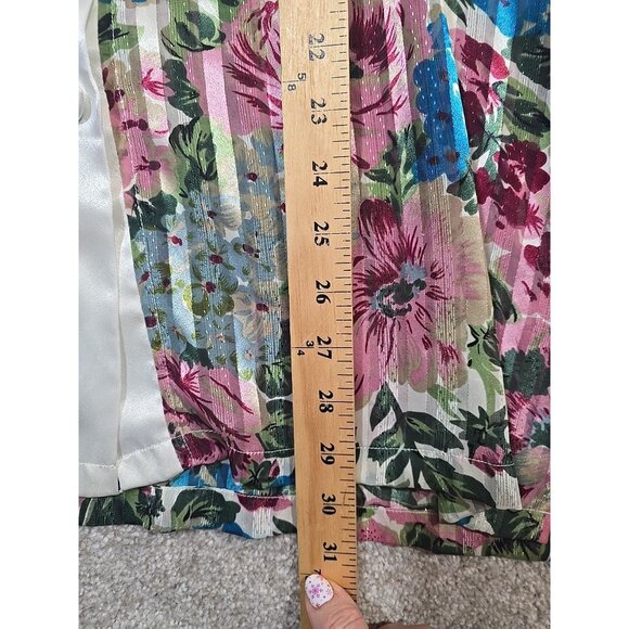 Victoria's Secret 2 Pc Vtg 90s Satin Floral Pajama Set Top Pants Ivory Women's L - Picture 6 of 16